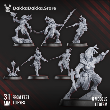 Eldar Coven Of Squallers Squad, proxy miniature, 28mm heroic scale unpainted resin, view 5