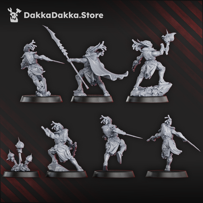 Eldar Coven Of Squallers Squad, proxy miniature, 28mm heroic scale unpainted resin, view 6