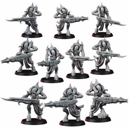 Eldar Defenders Squad, proxy miniature, 28mm heroic scale unpainted resin