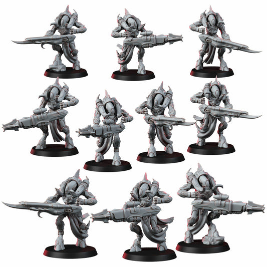 Eldar Defenders Squad, proxy miniature, 28mm heroic scale unpainted resin