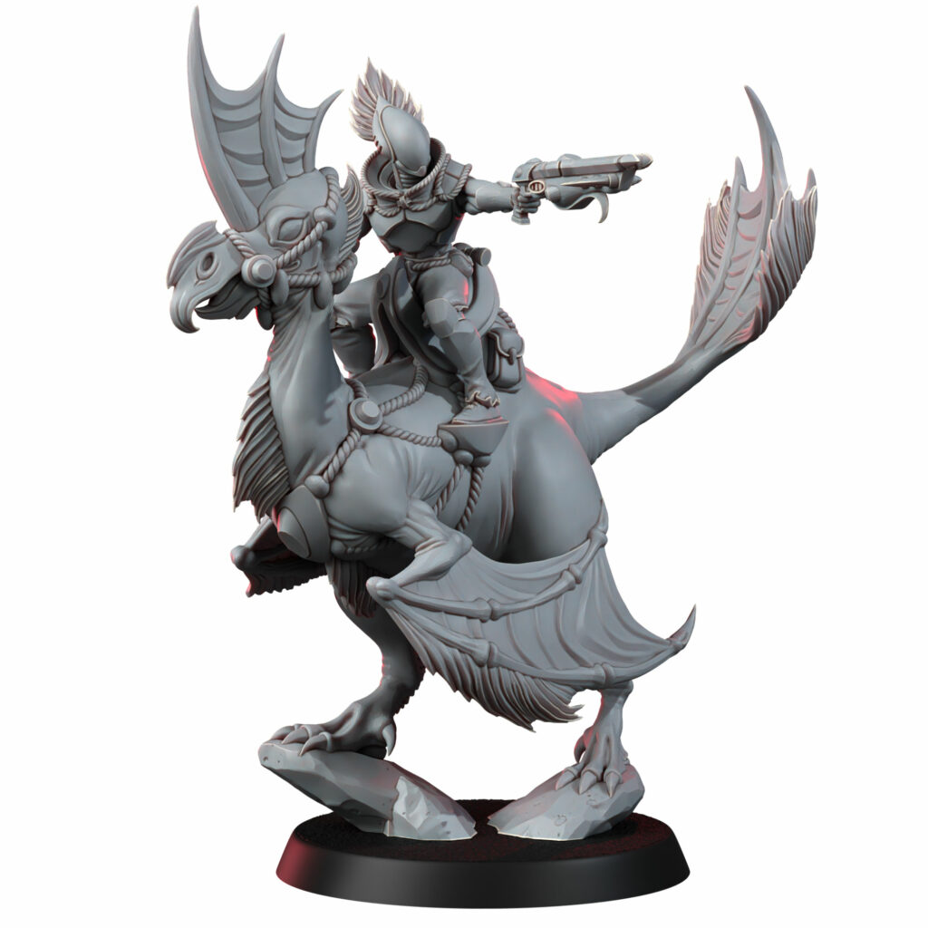 Eldar Dinorider, proxy miniature, vehicle, 28mm heroic scale unpainted resin