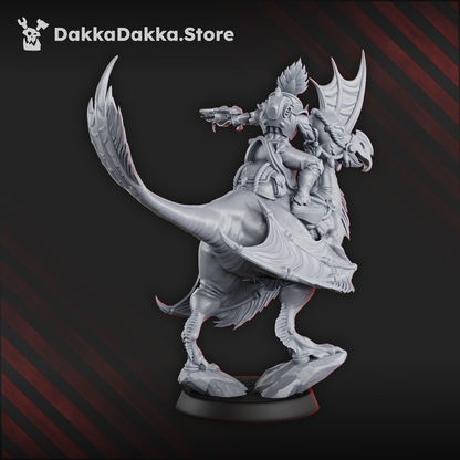 Eldar Dinoriders Team, proxy miniature, squad, 28mm heroic scale unpainted resin, view 6