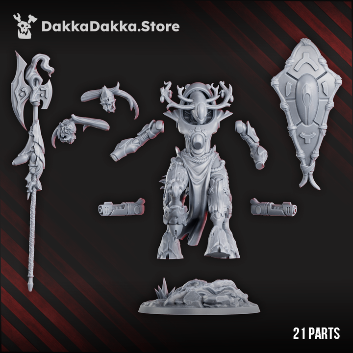 Eldar Embodimech, proxy miniature, 28mm heroic scale unpainted resin, view 4