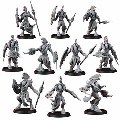 Eldar Fighters Squad, proxy miniature, 28mm heroic scale unpainted resin