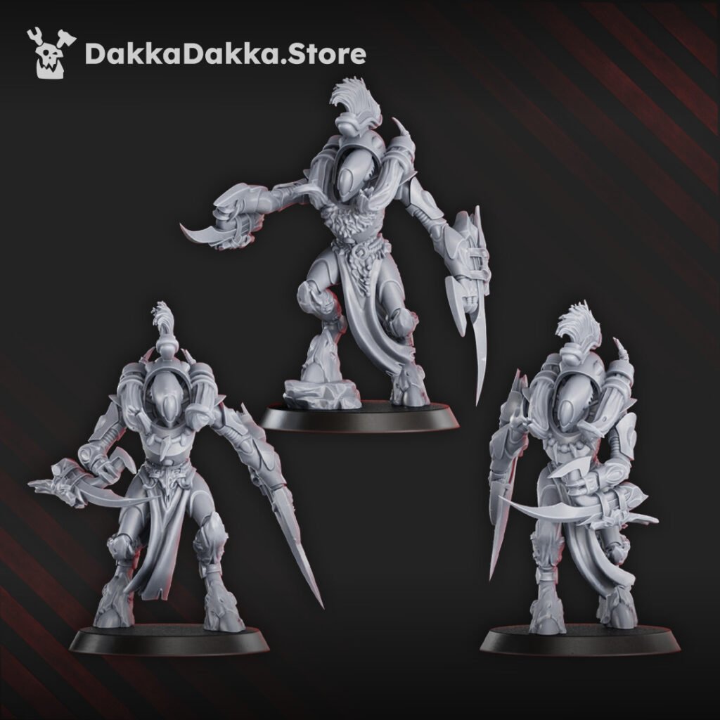 Eldar Fighters Squad, proxy miniature, 28mm heroic scale unpainted resin, view 4