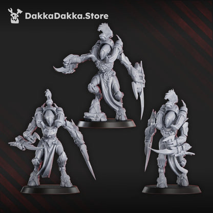 Eldar Fighters Squad, proxy miniature, 28mm heroic scale unpainted resin, view 4