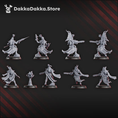 Eldar Flamescale Squad, proxy miniature, 28mm heroic scale unpainted resin, view 4