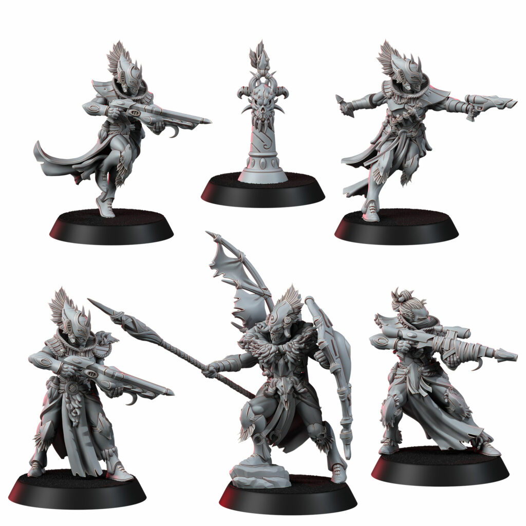 Eldar Parlous Hermits, proxy miniature, 28mm heroic scale unpainted resin