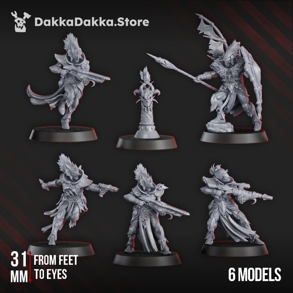 Eldar Parlous Hermits, proxy miniature, 28mm heroic scale unpainted resin, view 2