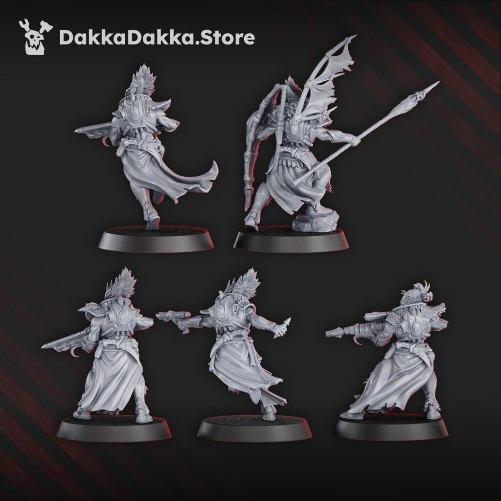Eldar Parlous Hermits, proxy miniature, 28mm heroic scale unpainted resin, view 4