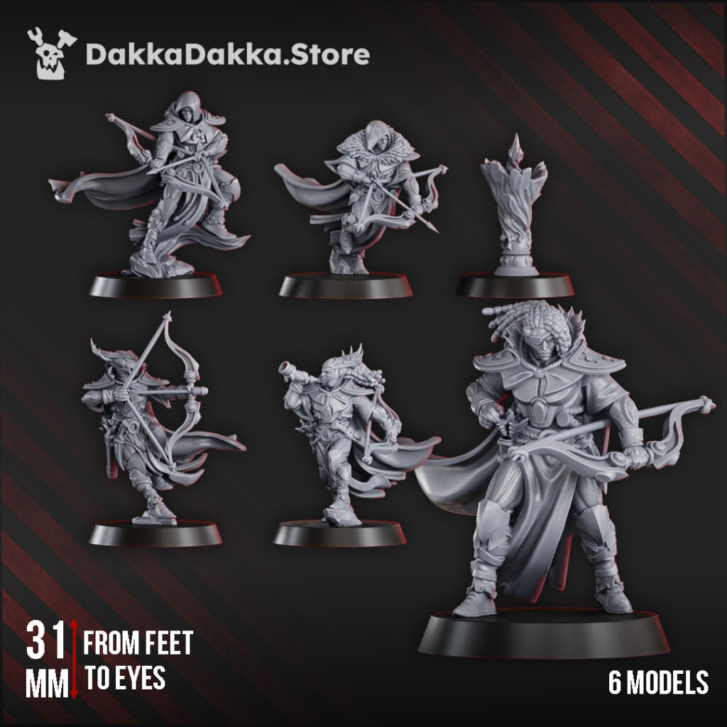 Eldar Range Squad, proxy miniature, 28mm heroic scale unpainted resin, view 2