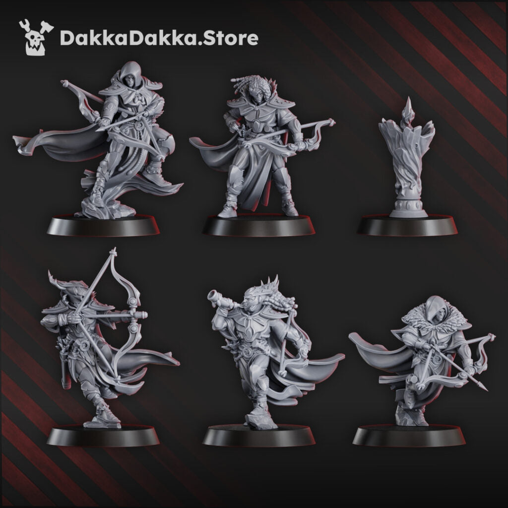 Eldar Range Squad, proxy miniature, 28mm heroic scale unpainted resin, view 3