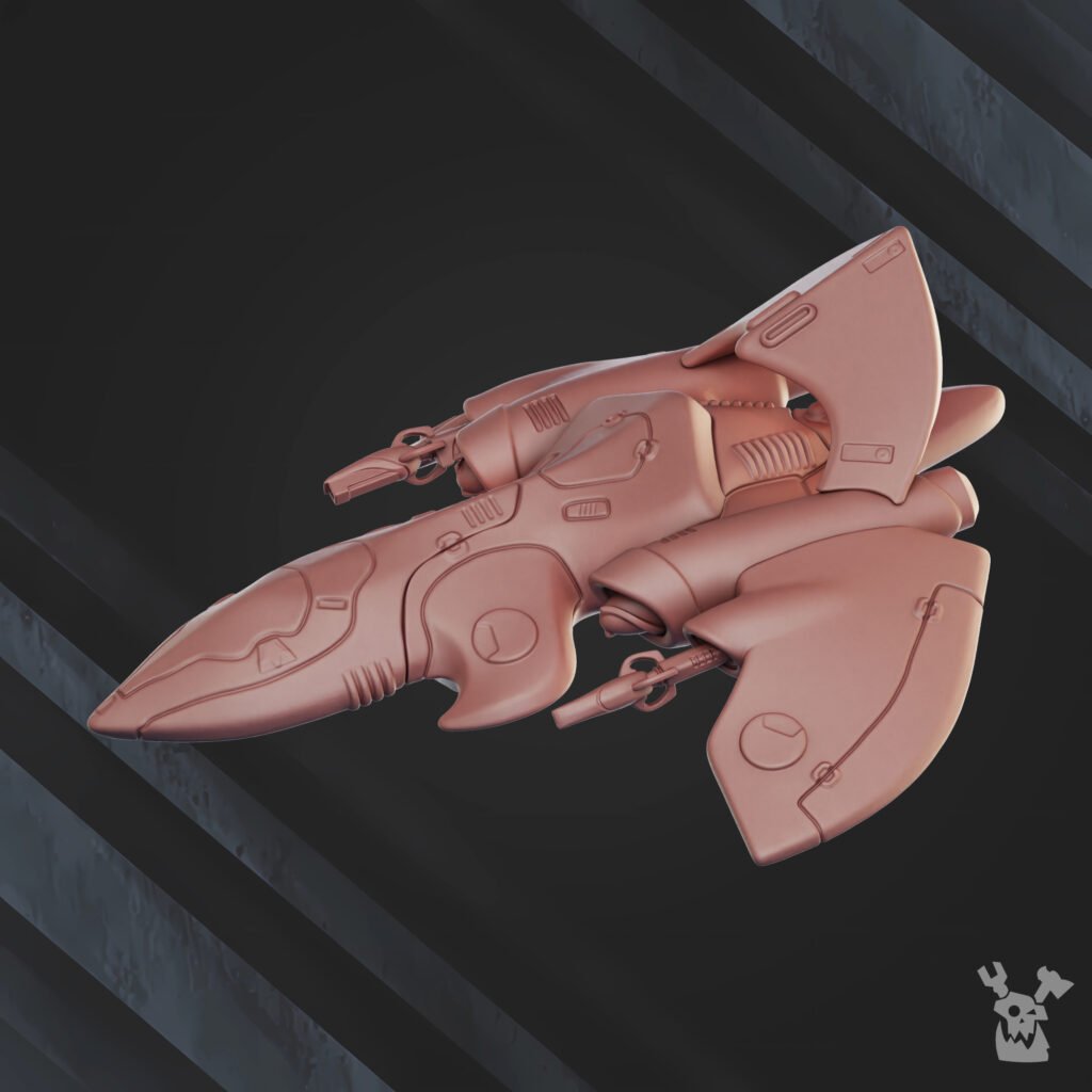 Eldar Aconite Heavy Fighter, proxy miniature, 28mm heroic scale unpainted resin, view 2