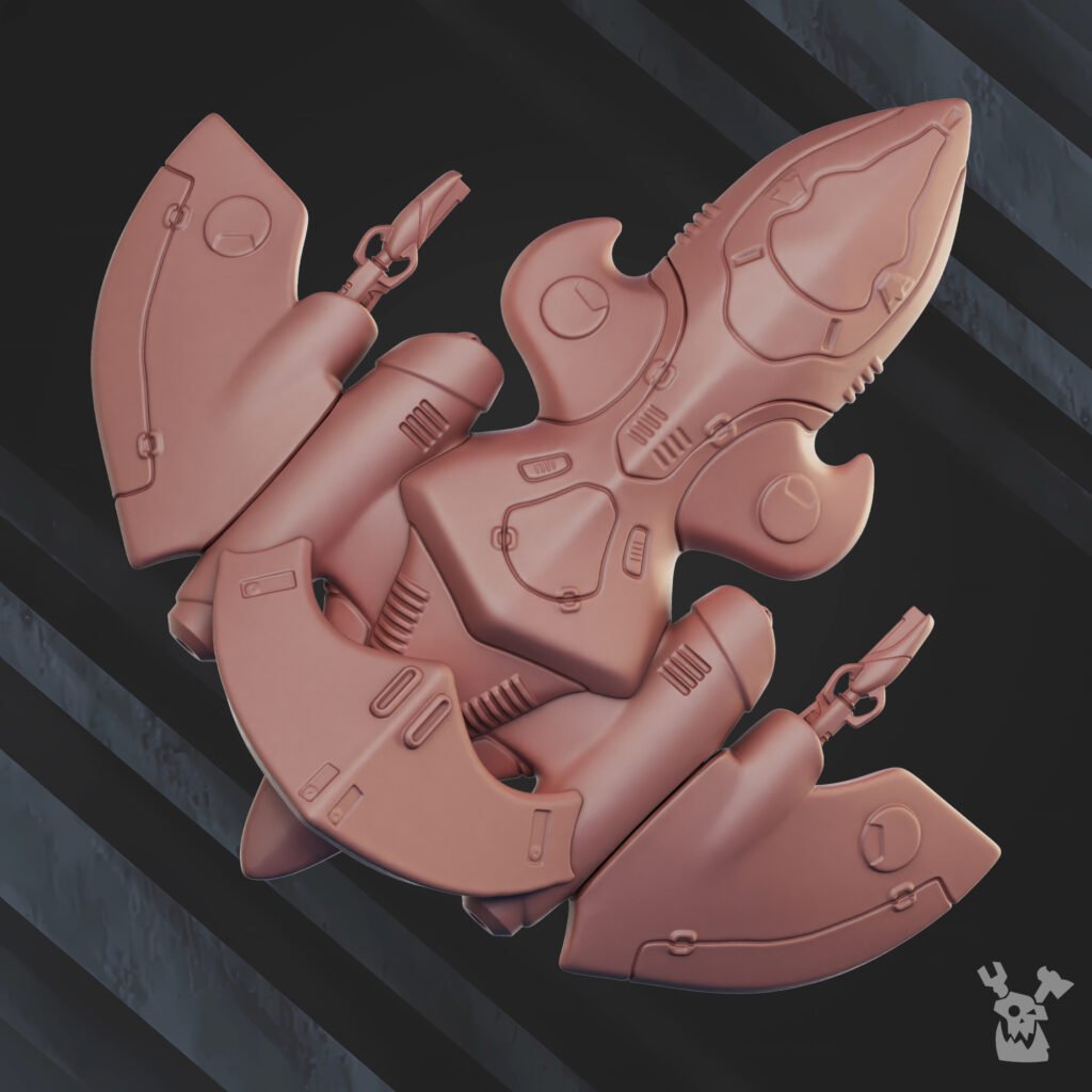 Eldar Aconite Heavy Fighter, proxy miniature, 28mm heroic scale unpainted resin, view 5