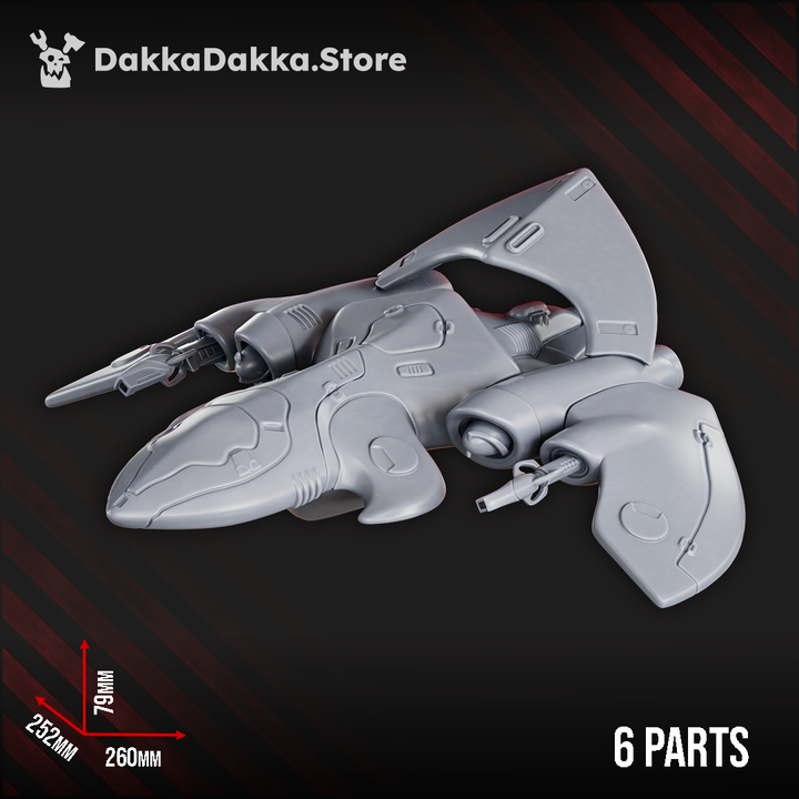 Eldar Aconite Heavy Fighter, proxy miniature, 28mm heroic scale unpainted resin, view 6
