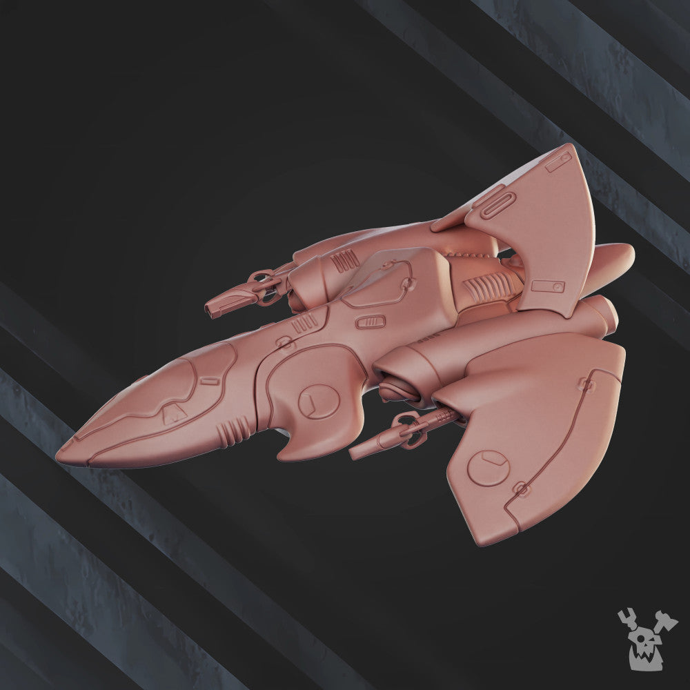 Eldar Aconite Heavy Fighter, proxy miniature, 28mm heroic scale unpainted resin, view 8