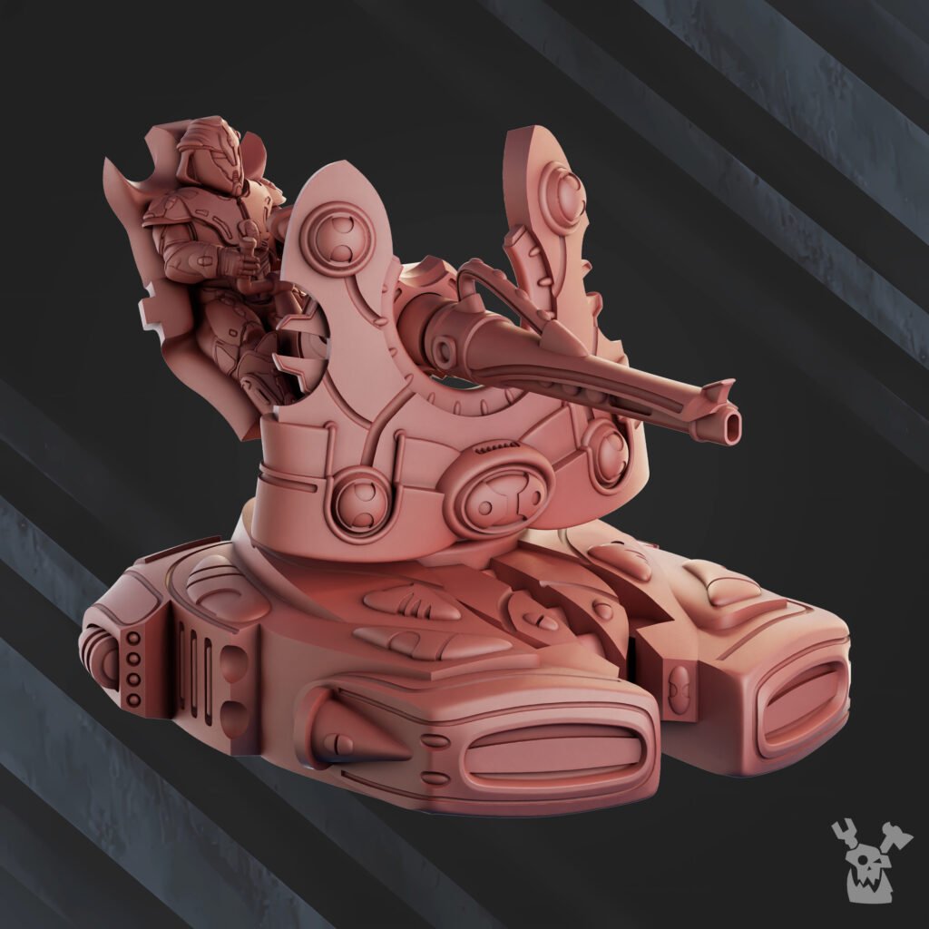 Eldar Astroshatter Hw Platform, proxy miniature, 28mm heroic scale unpainted resin, view 3