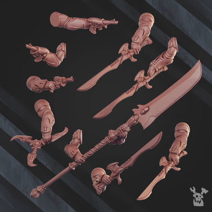 Eldar Comet Screamers Squad, proxy miniature, 28mm heroic scale unpainted resin, view 4