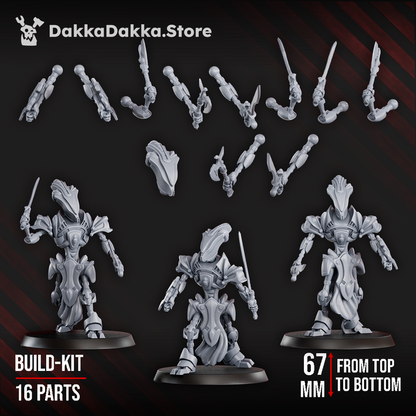 Eldar Fusor Fighters Team, proxy miniature, squad, 28mm heroic scale unpainted resin, view 5