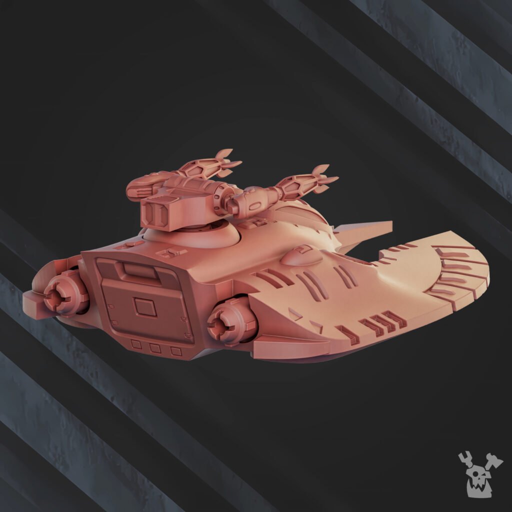 Eldar Galaxy Collider Tank, proxy miniature, 28mm heroic scale unpainted resin, view 3