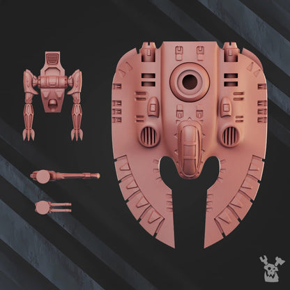 Eldar Galaxy Collider Tank, proxy miniature, 28mm heroic scale unpainted resin, view 4