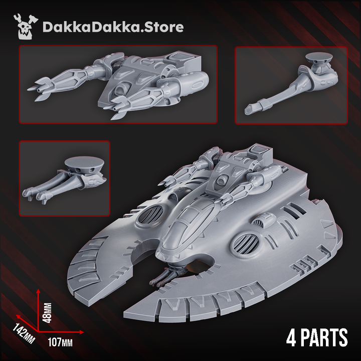 Eldar Galaxy Collider Tank, proxy miniature, 28mm heroic scale unpainted resin, view 5
