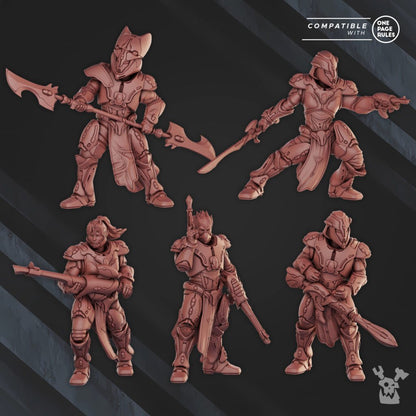 Eldar Infantry Squad, proxy miniature, 28mm heroic scale unpainted resin