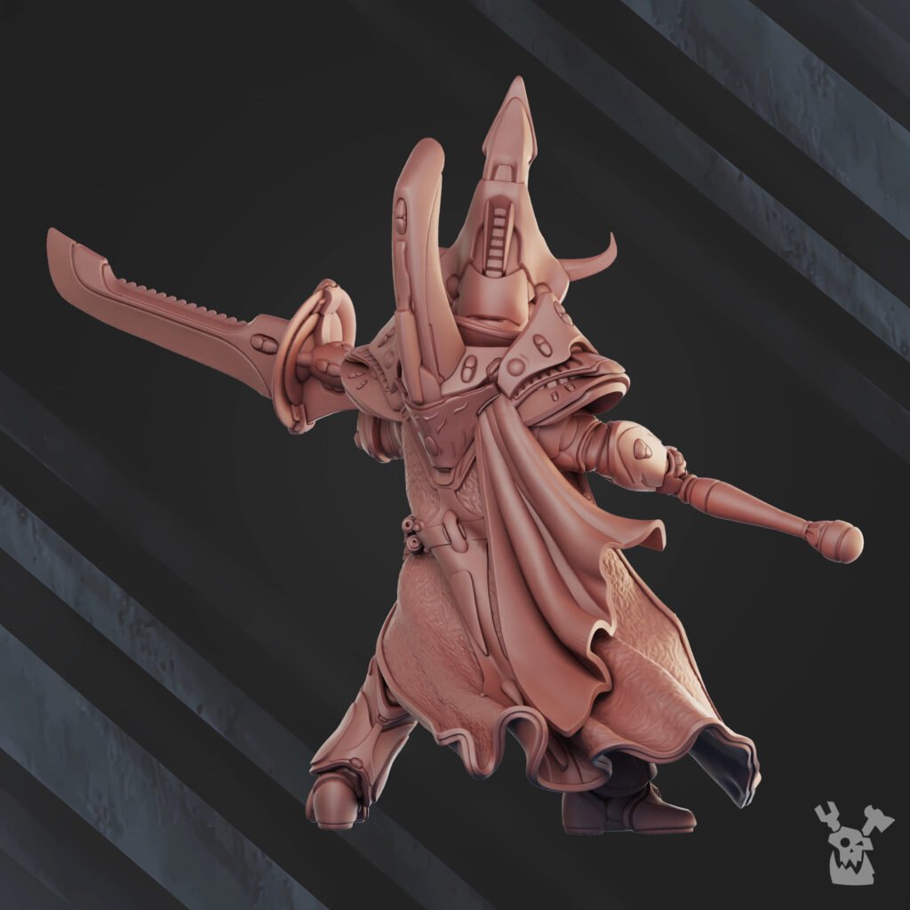Eldar Knight Kastrel, proxy miniature, 28mm heroic scale unpainted resin, view 2