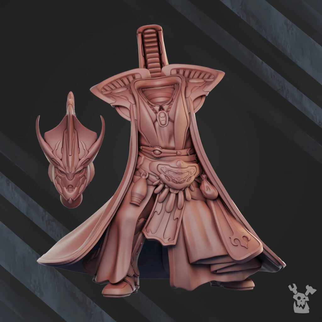 Eldar Midnight Voyager, proxy miniature, 28mm heroic scale unpainted resin, view 4