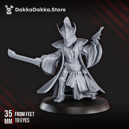 Eldar Midnight Voyager, proxy miniature, 28mm heroic scale unpainted resin, view 8
