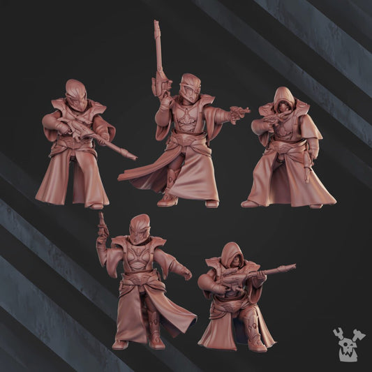 Eldar Night Shade Squad, proxy miniature, 28mm heroic scale unpainted resin