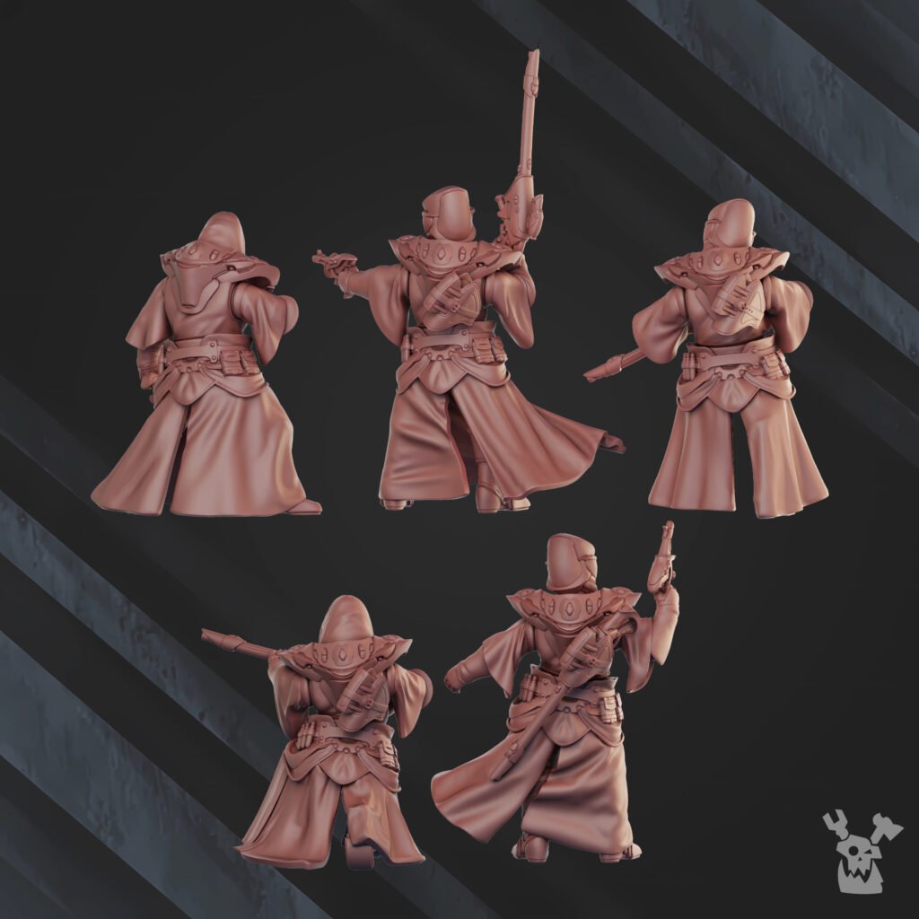 Eldar Night Shade Squad, proxy miniature, 28mm heroic scale unpainted resin, view 2