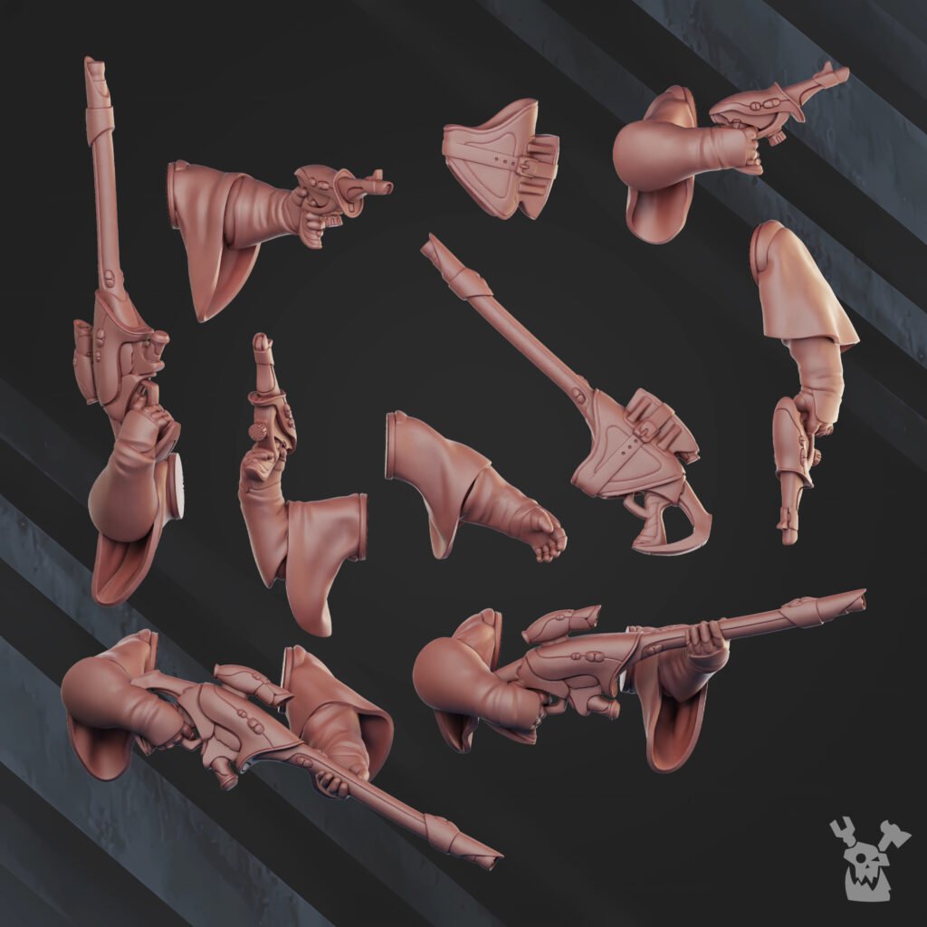 Eldar Night Shade Squad, proxy miniature, 28mm heroic scale unpainted resin, view 6