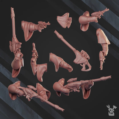 Eldar Night Shade Squad, proxy miniature, 28mm heroic scale unpainted resin, view 6