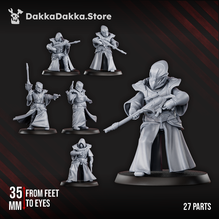 Eldar Night Shade Squad, proxy miniature, 28mm heroic scale unpainted resin, view 7