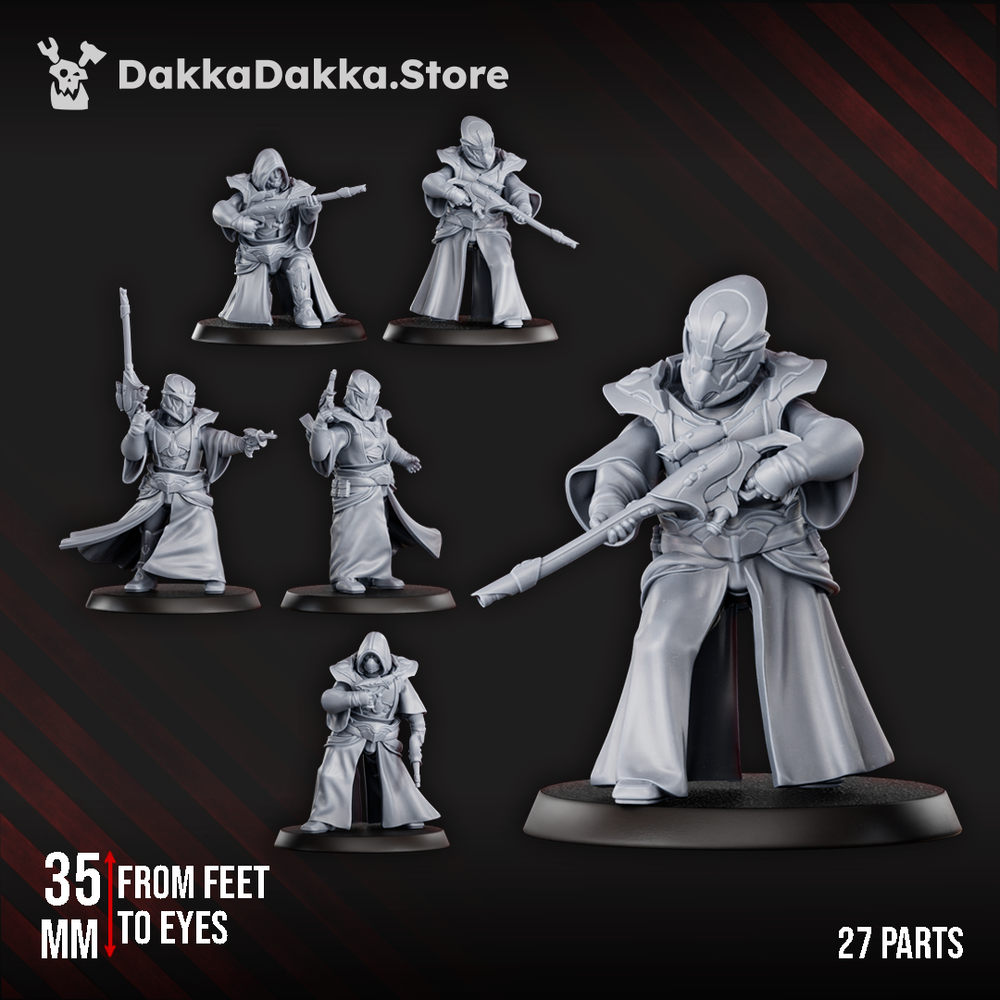 Eldar Night Shade Squad, proxy miniature, 28mm heroic scale unpainted resin, view 8