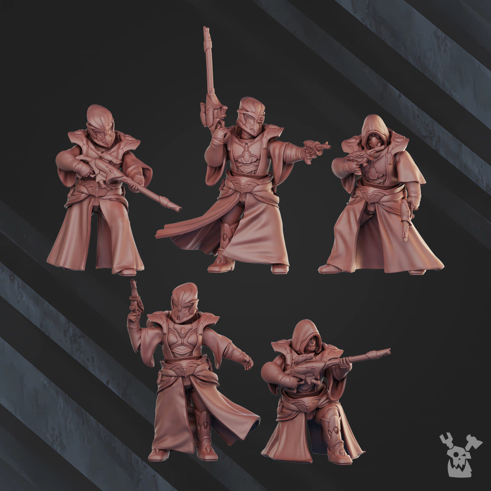 Eldar Night Shade Squad, proxy miniature, 28mm heroic scale unpainted resin, view 9