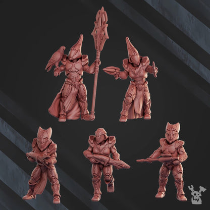 Eldar Operational Team (10 Units), proxy miniature, squad, 28mm heroic scale unpainted resin