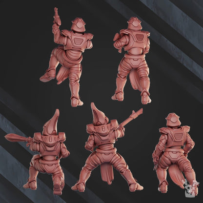 Eldar Operational Team (10 Units), proxy miniature, squad, 28mm heroic scale unpainted resin, view 3