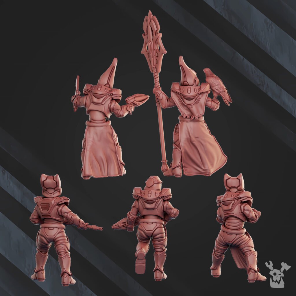 Eldar Operational Team (10 Units), proxy miniature, squad, 28mm heroic scale unpainted resin, view 4