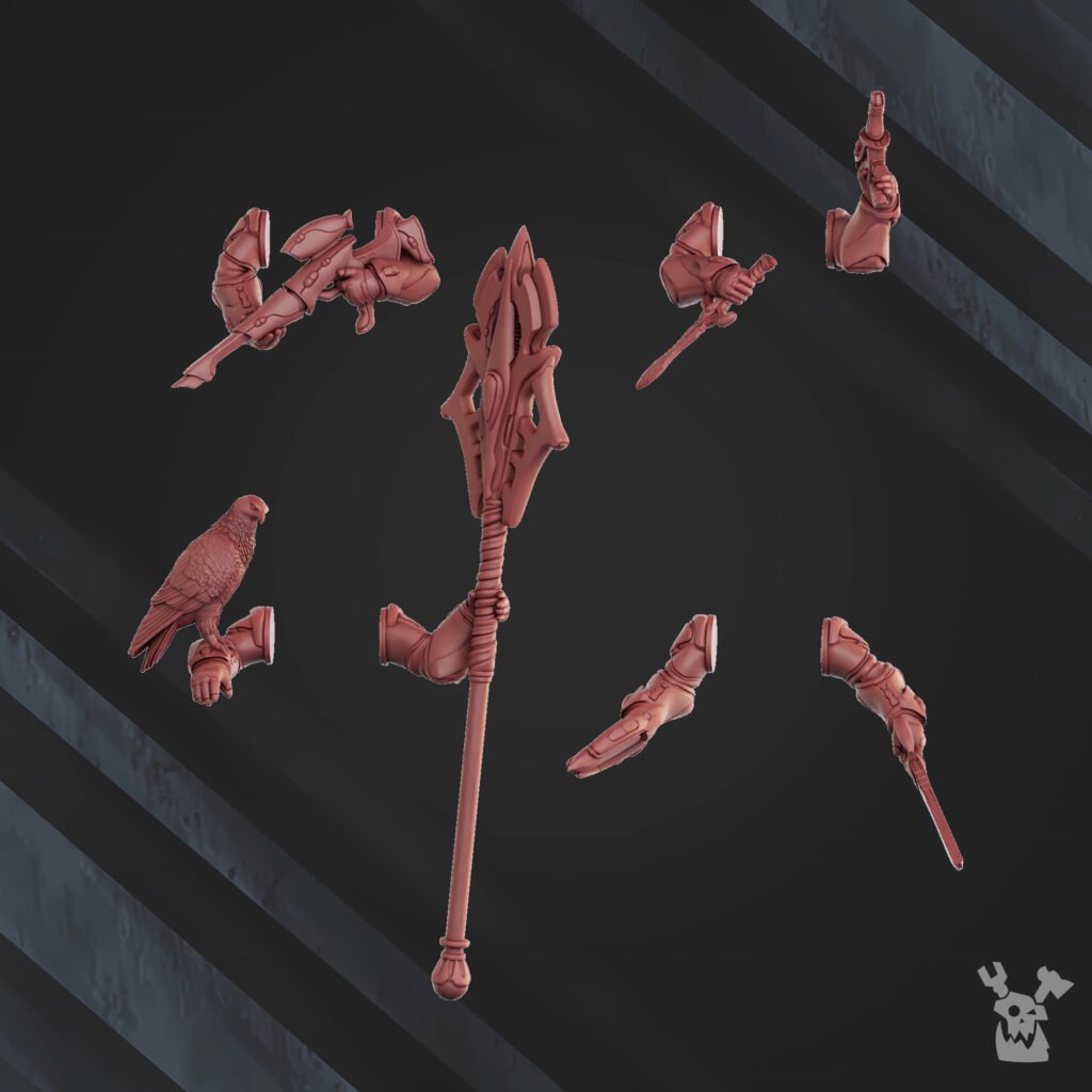 Eldar Operational Team (10 Units), proxy miniature, squad, 28mm heroic scale unpainted resin, view 8