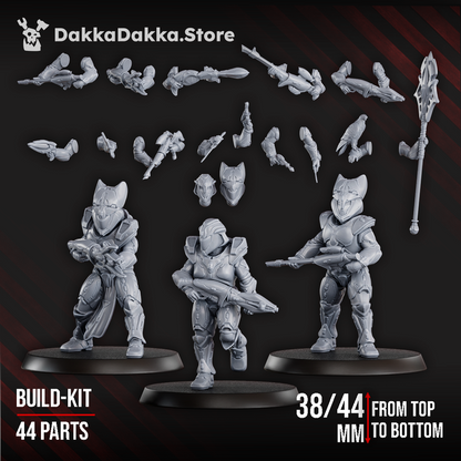 Eldar Operational Team (10 Units), proxy miniature, squad, 28mm heroic scale unpainted resin, view 10