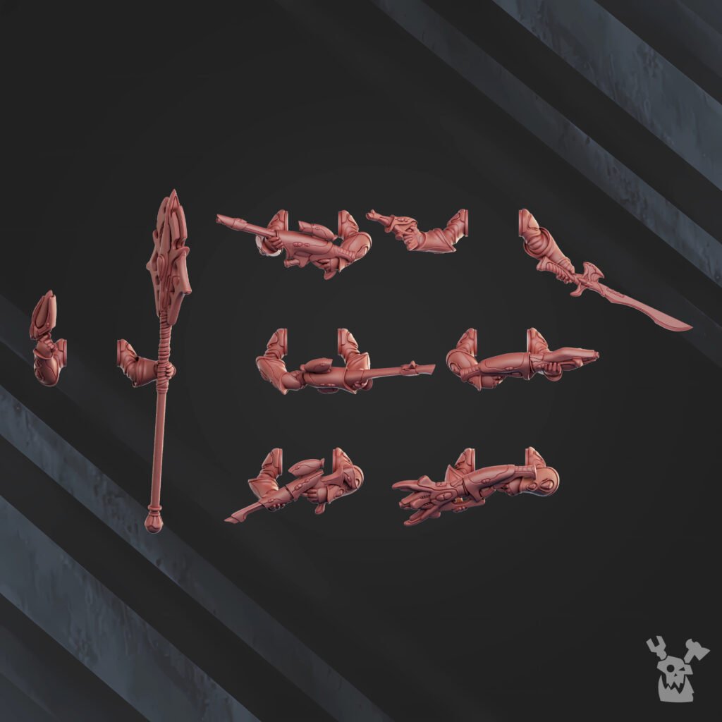 Eldar Orbit Guardians, proxy miniature, 28mm heroic scale unpainted resin, view 5