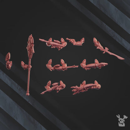 Eldar Orbit Guardians, proxy miniature, 28mm heroic scale unpainted resin, view 5