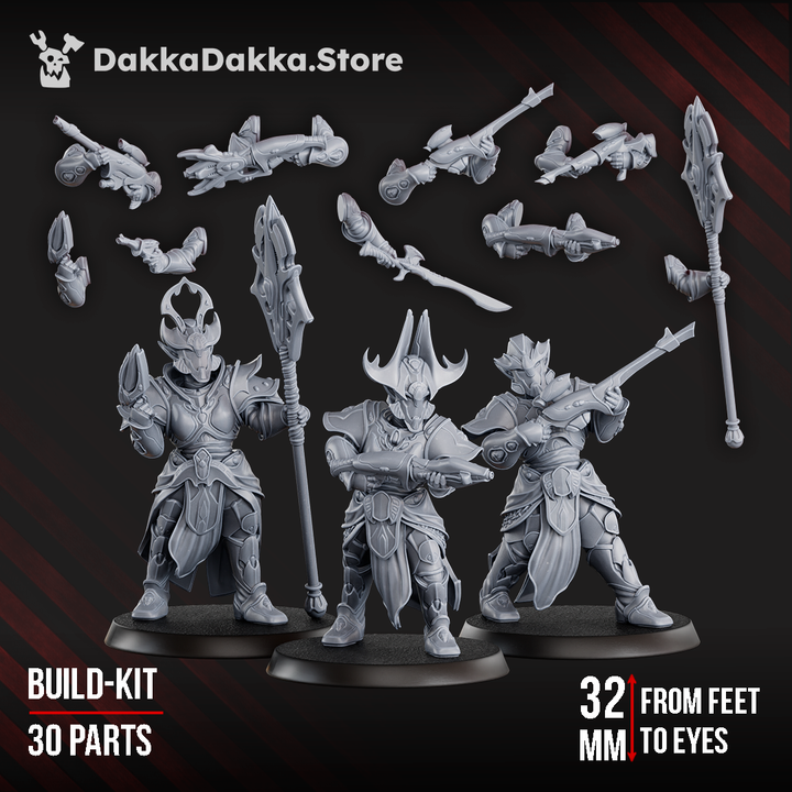 Eldar Orbit Guardians, proxy miniature, 28mm heroic scale unpainted resin, view 6