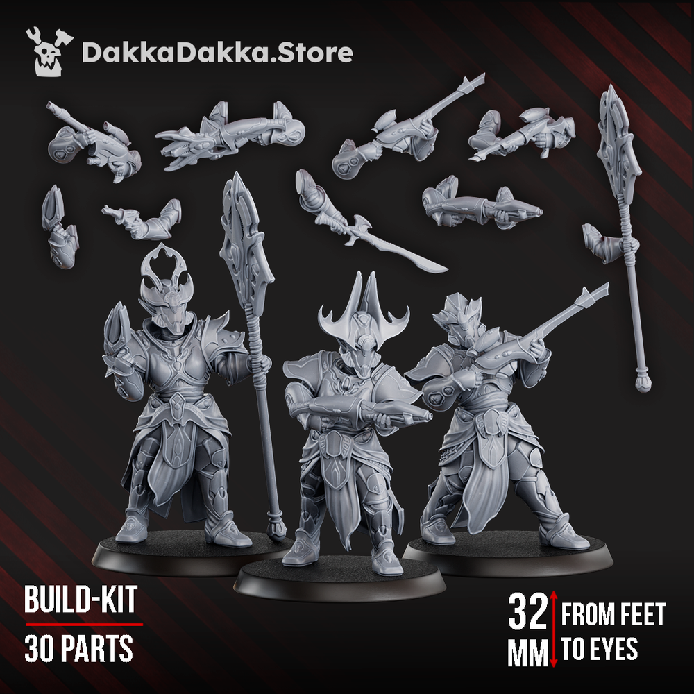 Eldar Orbit Guardians, proxy miniature, 28mm heroic scale unpainted resin, view 7