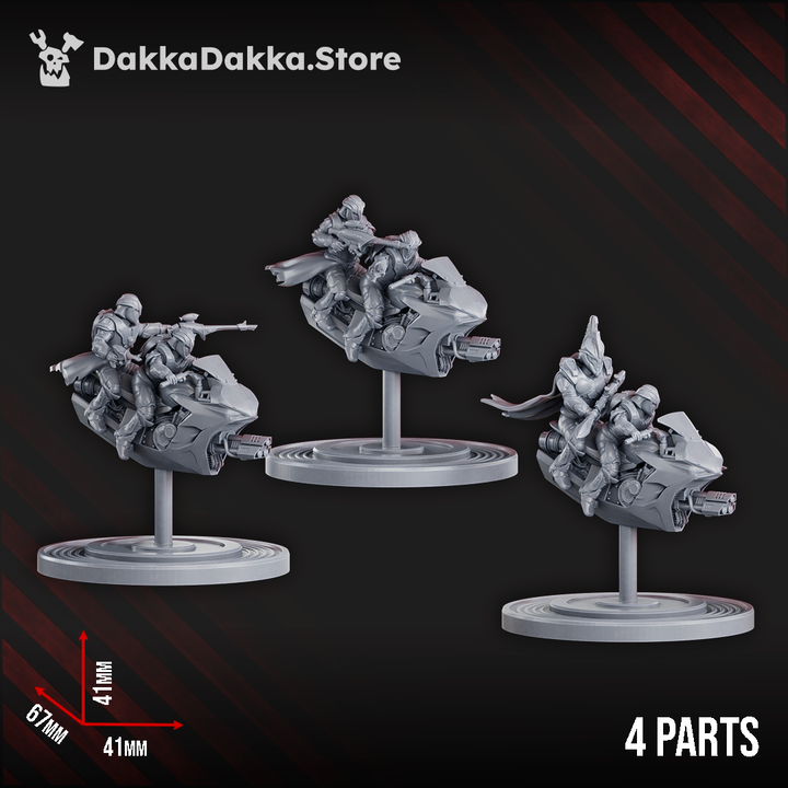 Eldar Rapid Chasers Squadron, proxy miniature, 28mm heroic scale unpainted resin, view 5