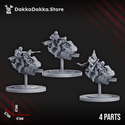 Eldar Rapid Chasers Squadron, proxy miniature, 28mm heroic scale unpainted resin, view 5