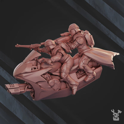 Eldar Rapid Chasers Squadron, proxy miniature, 28mm heroic scale unpainted resin, view 8