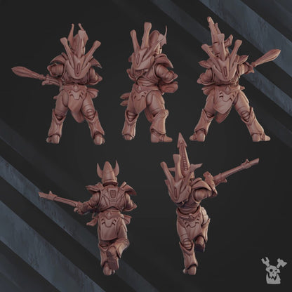 Eldar Shadow Blade Squad, proxy miniature, 28mm heroic scale unpainted resin, view 3